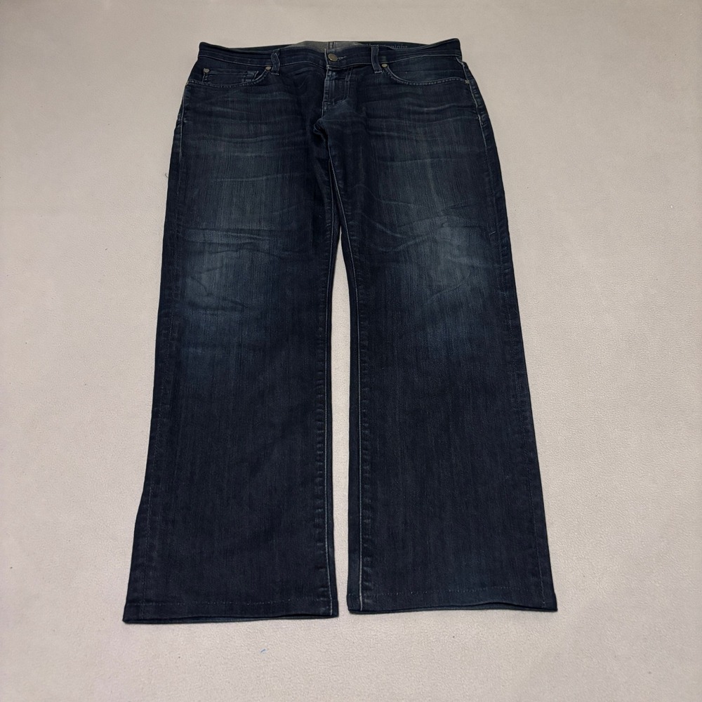 7 For All Mankind Mens The Straight Jeans Size 34 Dark Wash Indigo Denim Casual